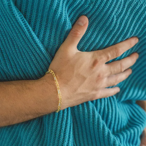 Armband als Fantasiekette Bicolor in Gelbgold / Weißgold 333 / 8K, 18 cm lang, 3.5 mm breit, Gewicht ca. 1.7 g