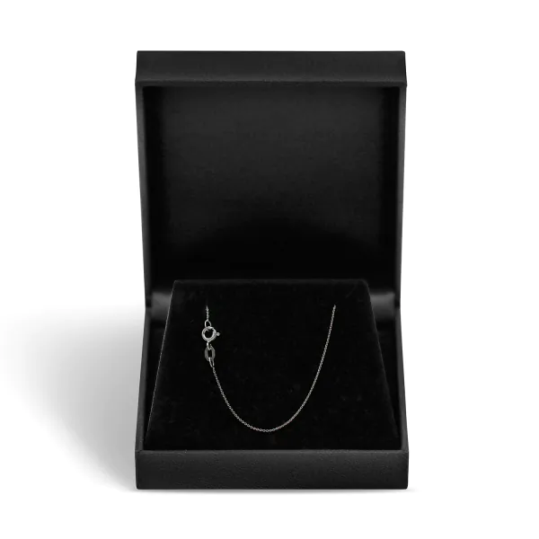 Goldkette als Ankerkette rund in Weißgold 585 / 14K, 36 cm lang, 0,8 mm Breit, Gewicht ca. 0.7 g.