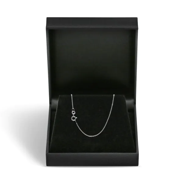 Goldkette als Ankerkette rund in Weißgold 333 / 8K, 42 cm lang, 1,1 mm breit, Gewicht ca. 1.7 g.