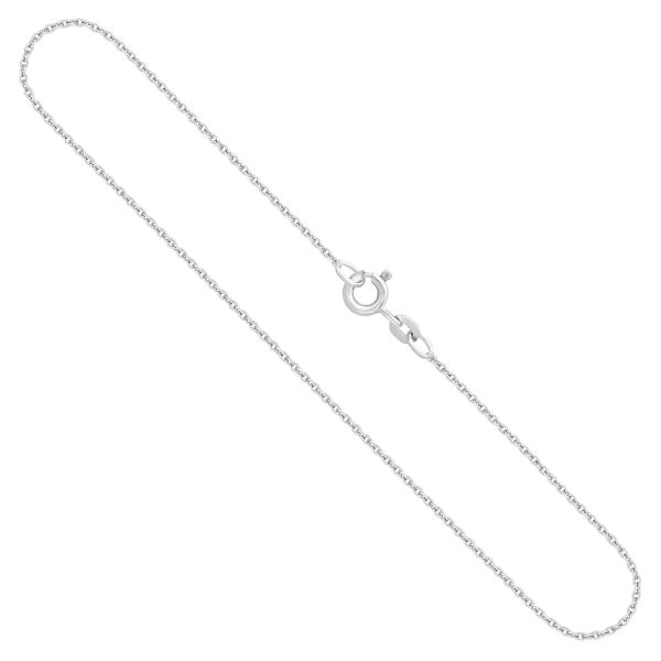 Goldkette als Ankerkette rund Weißgold 585 / 14K, 45 cm lang, 1,3 mm breit, Gewicht ca. 2.8 g.