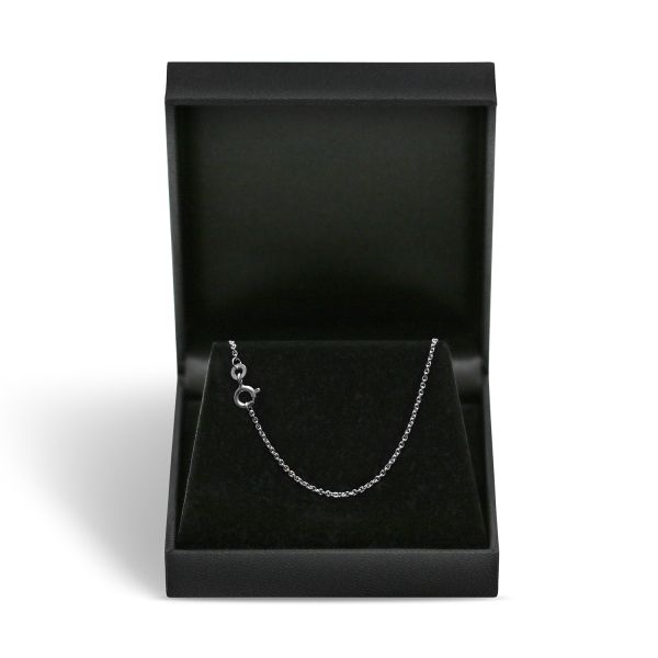 Goldkette als Ankerkette rund Weißgold 585 / 14K, 45 cm lang, 1,3 mm breit, Gewicht ca. 2.8 g.