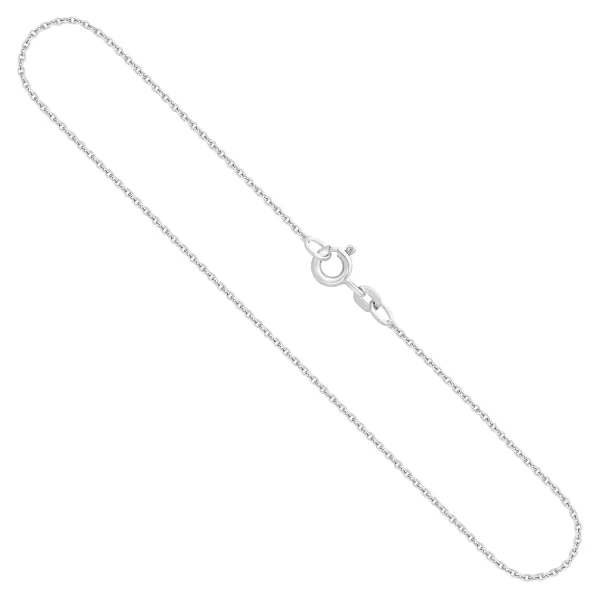 Goldkette als Ankerkette rund Weißgold 585 / 14K, 38 cm lang, 1,3 mm breit, Gewicht ca. 2.4 g.