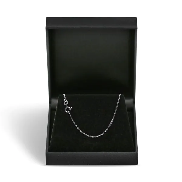 Goldkette als Ankerkette rund Weißgold 585 / 14K, 38 cm lang, 1,3 mm breit, Gewicht ca. 2.4 g.