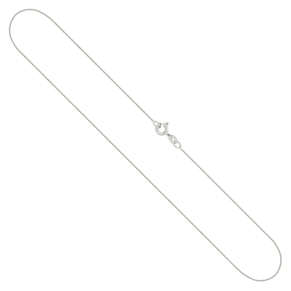 Goldkette als Ankerkette flach in Weißgold 585 / 14K, 40 cm lang, 0,8 mm breit, Gewicht ca. 1 g.