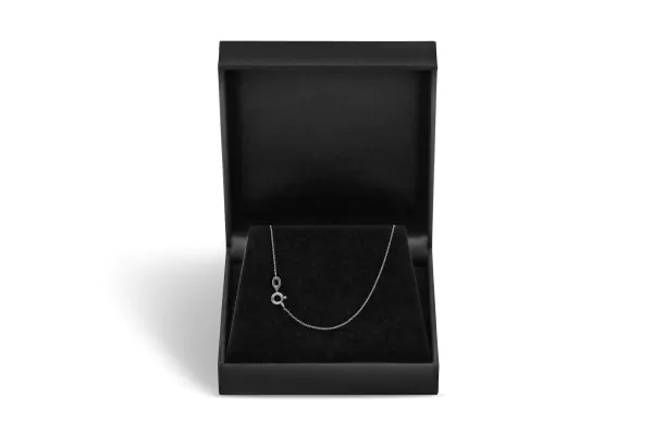 Goldkette als Ankerkette flach in Weißgold 585 / 14K, 40 cm lang, 0,8 mm breit, Gewicht ca. 1 g.
