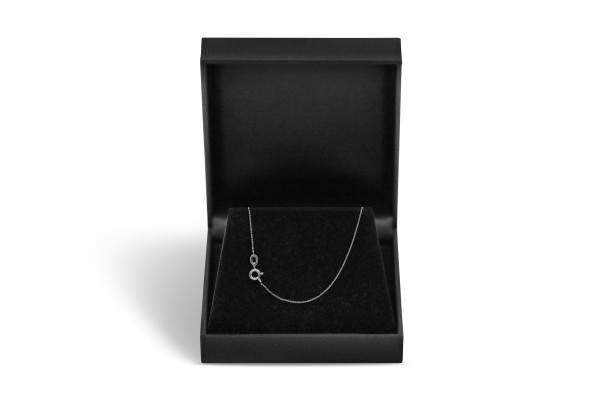 Goldkette als Ankerkette flach in Weißgold 333 / 8K, 45 cm lang, 0,8 mm breit, Gewicht ca. 0.9 g.