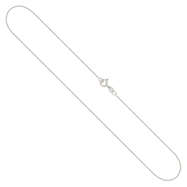 Goldkette als Ankerkette flach in Weißgold 333 / 8 Karat, 50 cm lang, 0.8 mm breit, Gewicht ca. 1 g.