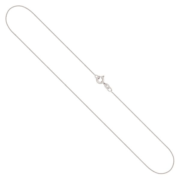 Goldkette als Ankerkette flach in Weißgold 375 / 9K, 45 cm lang, 0,8 mm breit, Gewicht ca. 0.9 g.