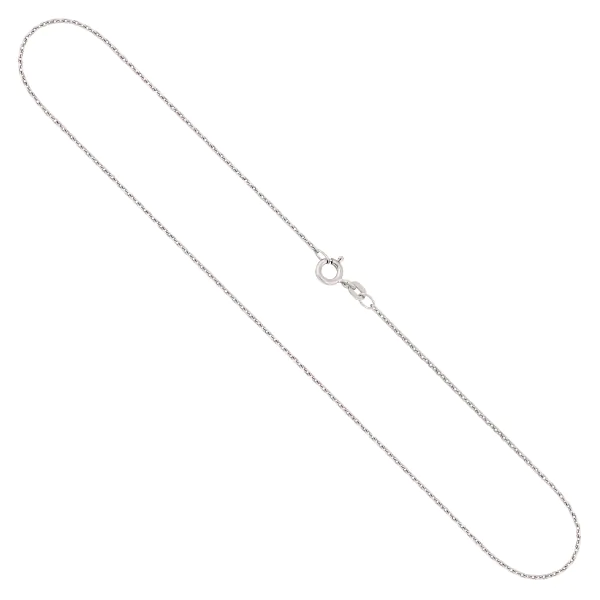 Goldkette als Ankerkette diamantiert in Weißgold 375 / 9K, 38 cm lang, 1,3 mm breit, Gewicht ca. 2.3 g.