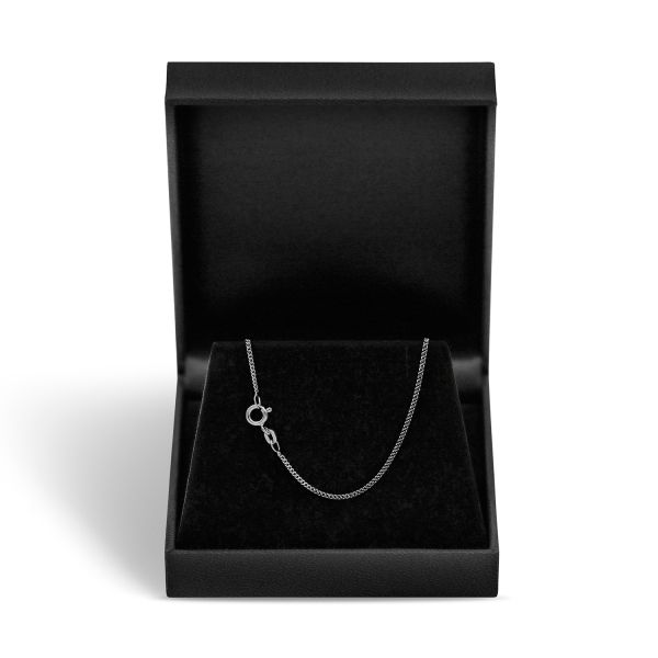 Goldkette als Panzerkette flach Weißgold 585 / 14K, 40 cm lang, 1,4 mm breit, Gewicht ca. 2.9 g.