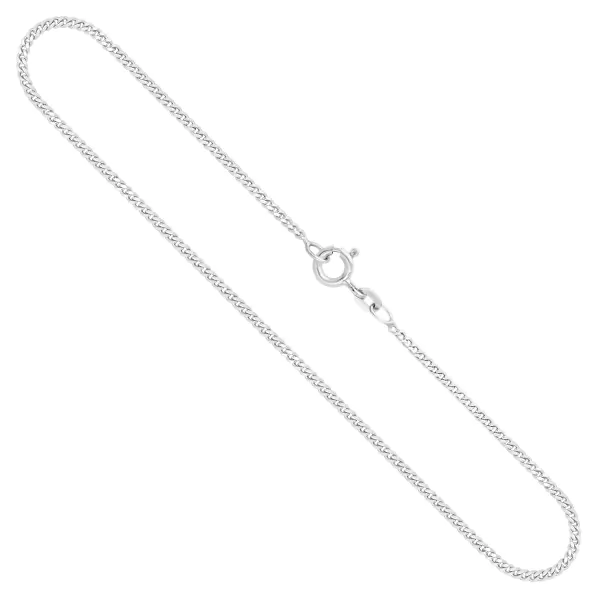 Goldkette als Panzerkette flach Weißgold 585 / 14K, 40 cm lang, 1,7 mm breit, Gewicht ca. 4.5 g.