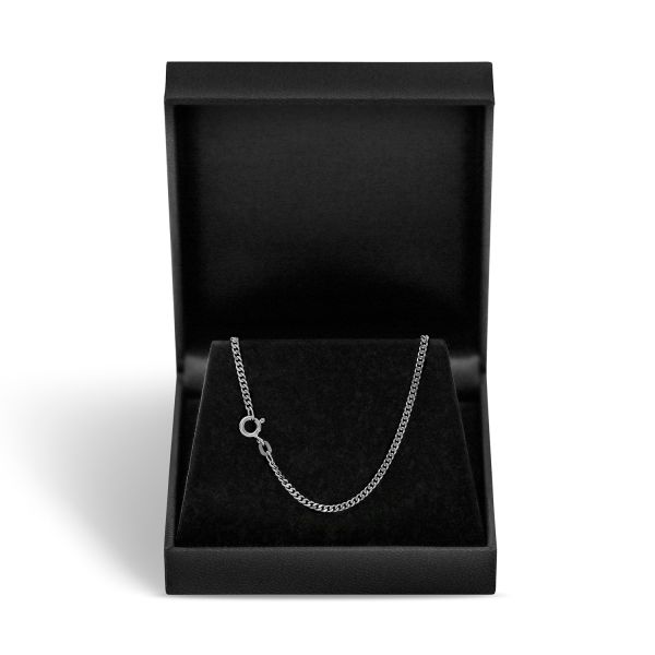Goldkette als Panzerkette flach in Weißgold 333 / 8K, 50 cm lang, 2,1 mm breit, Gewicht ca. 6.4 g.