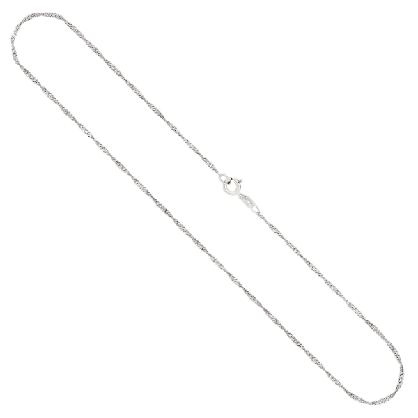 Goldkette als Singapurkette in Weißgold 585 / 14K, 70 cm lang, 1,4 mm breit, Gewicht ca. 3 g.