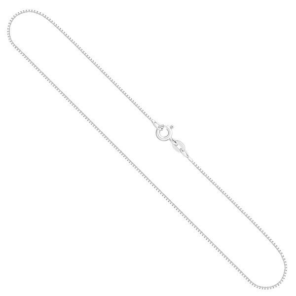 Goldkette als Venezianerkette in Weißgold 585 / 14K, 42 cm lang, 0,7 mm breit, Gewicht ca. 1.8 g.