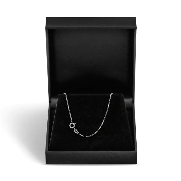 Goldkette als Venezianerkette in Weißgold 375 / 9K, 50 cm lang, 0,9 mm breit, Gewicht ca. 3 g.