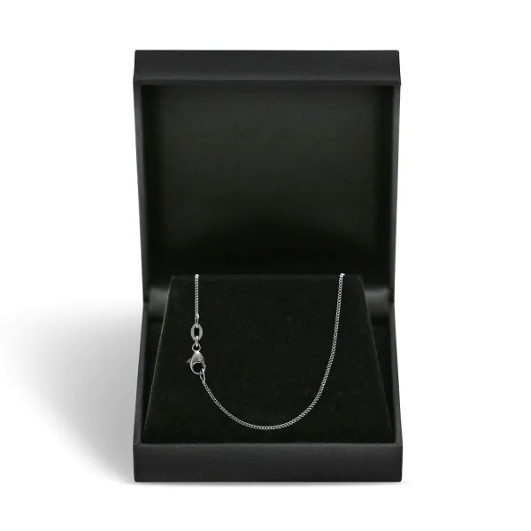 Goldkette als Ankerkette rund Weißgold 375 / 9K, 45 cm lang, 1,1 mm breit, Gewicht ca. 2 g.