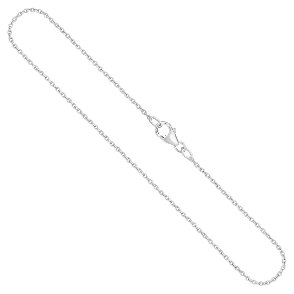 Goldkette als Ankerkette rund in Weißgold 375 / 9K, 45 cm lang, 1,5 mm breit, Gewicht ca. 3 g.