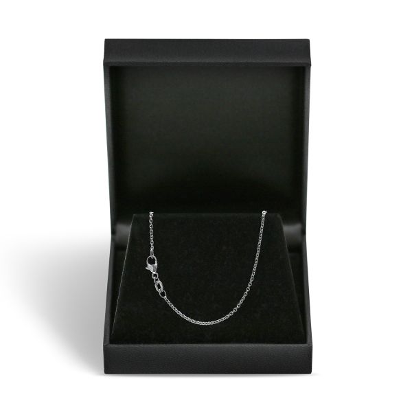 Goldkette als Ankerkette rund Weißgold 750 / 18K, 45 cm lang, 1,5 mm breit, Gewicht ca. 3.7 g.