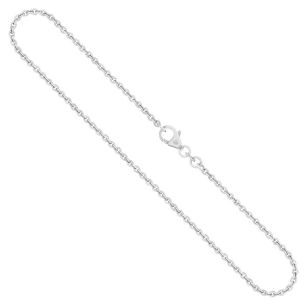 Goldkette als Ankerkette rund Weißgold 585 / 14K, 38 cm lang, 2 mm breit, Gewicht ca. 5.2 g.