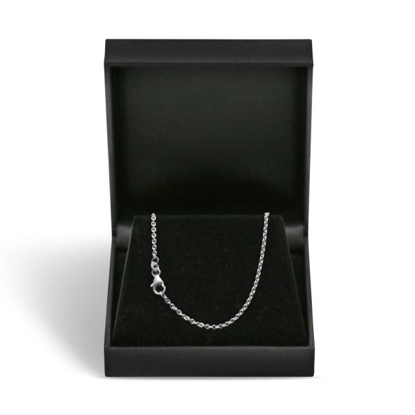 Goldkette als Ankerkette rund Weißgold 585 / 14K, 38 cm lang, 2 mm breit, Gewicht ca. 5.2 g.