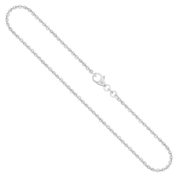 Goldkette als Ankerkette rund Weißgold 585 / 14K, 60 cm lang, 2 mm breit, Gewicht ca. 8.1 g.