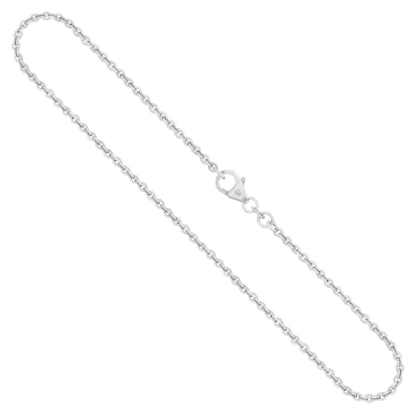 Goldkette als Ankerkette rund Weißgold 750 / 18K, 55 cm lang, 2 mm breit, Gewicht ca. 7.9 g.