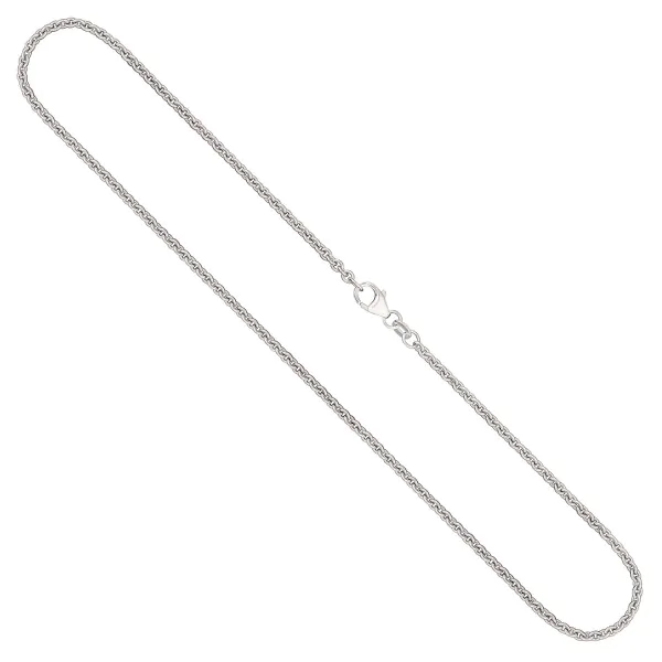 Goldkette als Ankerkette rund Weißgold 585 / 14K, 50 cm lang, 2,4 mm breit, Gewicht ca. 9.3 g.