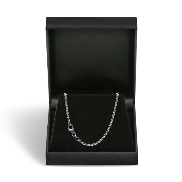 Goldkette als Ankerkette rund Weißgold 585 / 14K, 42 cm lang, 2,4 mm breit, Gewicht ca. 7.9 g.