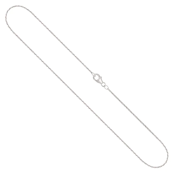 Goldkette als Ankerkette diamantiert in Weißgold 585 / 14K, 42 cm lang, 1,3 mm breit, Gewicht ca. 2.8 g.