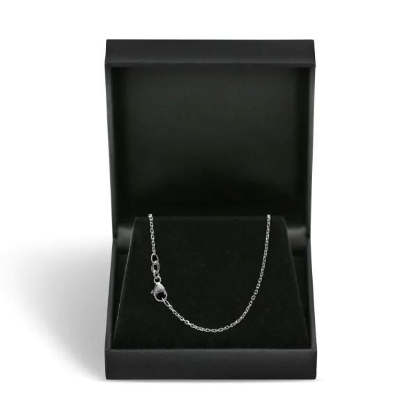 Goldkette als Ankerkette diamantiert in Weißgold 750 / 18K, 50 cm lang, 1,3 mm breit, Gewicht ca. 3.7 g.