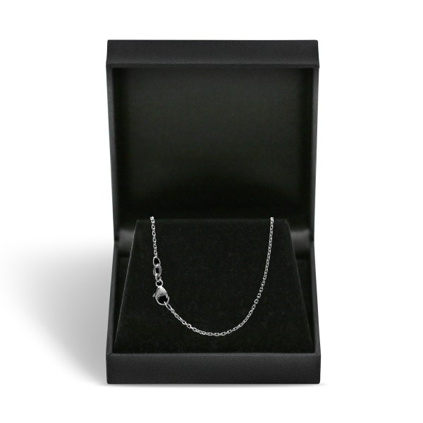 Goldkette als Ankerkette diamantiert in Weißgold 750 / 18K, 38 cm lang, 1,3 mm breit, Gewicht ca. 2.9 g.