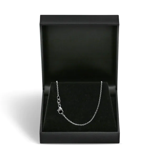 Goldkette als Ankerkette diamantiert in Weißgold 585 / 14K, 42 cm lang, 1,3 mm breit, Gewicht ca. 2.8 g.