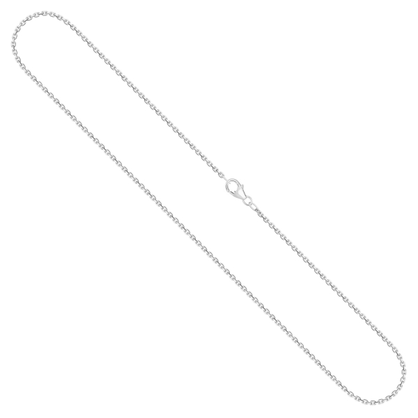 Goldkette als Ankerkette diamantiert in Weißgold 750 / 18K, 38 cm lang, 1,7 mm breit, Gewicht ca. 4.9 g.