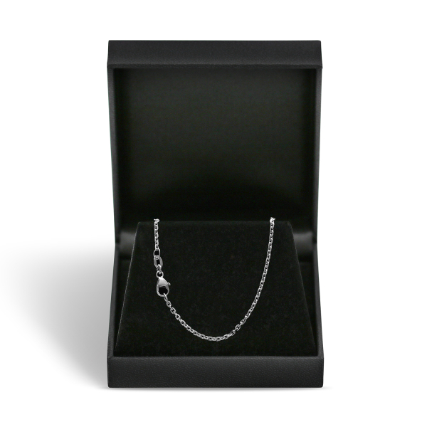 Goldkette als Ankerkette diamantiert in Weißgold 750 / 18K, 38 cm lang, 1,7 mm breit, Gewicht ca. 4.9 g.