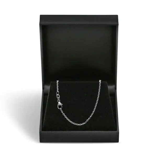 Goldkette als Ankerkette diamantiert in Weißgold 750 / 18K, 40 cm lang, 1,7 mm breit, Gewicht ca. 5 g.