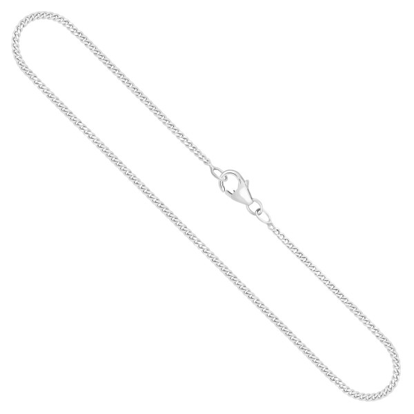 Goldkette als Panzerkette flach Weißgold 750 / 18K, 42 cm lang, 1,7 mm breit, Gewicht ca. 5.5 g.
