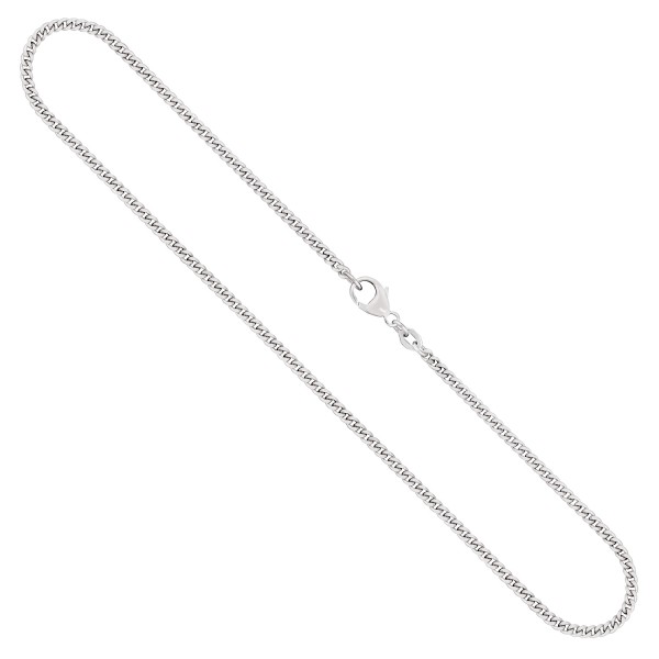 Goldkette als Panzerkette flach Weißgold 750 / 18K, 45 cm lang, 2,4 mm breit, Gewicht ca. 11.2 g.