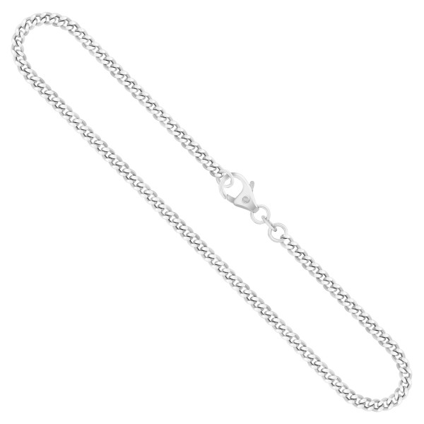 Goldkette als Panzerkette flach in Weißgold 585 / 14K, 100 cm lang, 2,7 mm breit, Gewicht ca. 26.9 g.