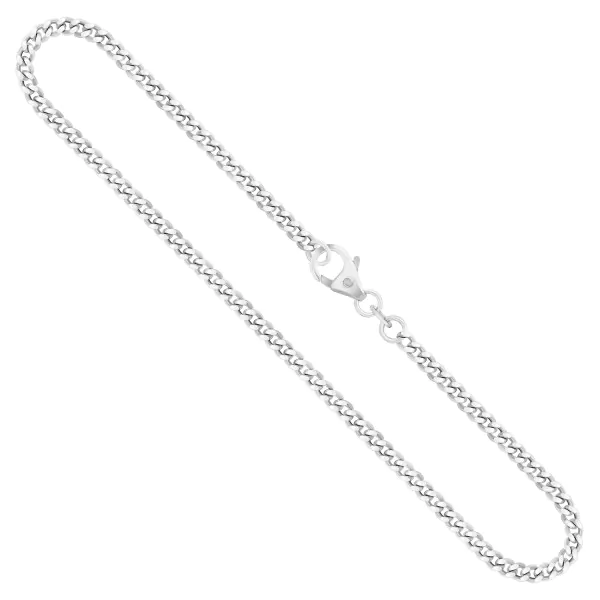 Goldkette als Panzerkette flach Weißgold 585 / 14K, 50 cm lang, 2,7 mm breit, Gewicht ca. 13.7 g.