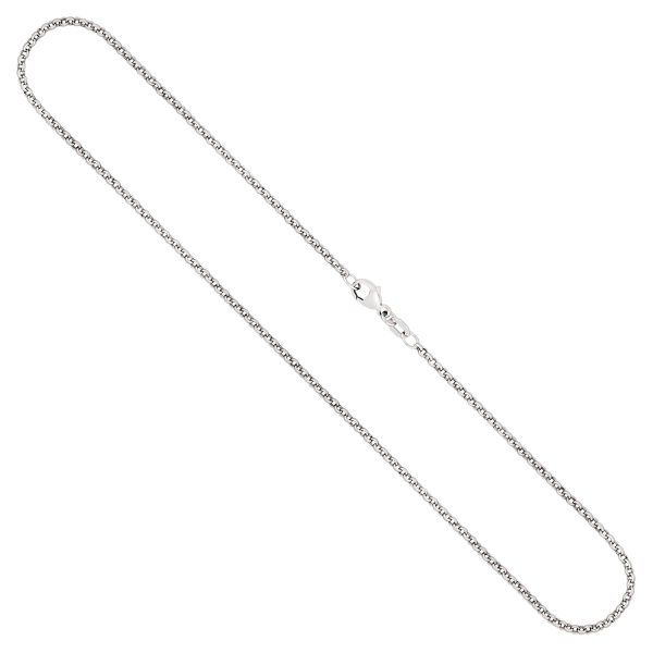 Goldkette als Erbskette in Weißgold 750 / 18K, 45 cm lang, 2 mm breit, Gewicht ca. 6.8 g.