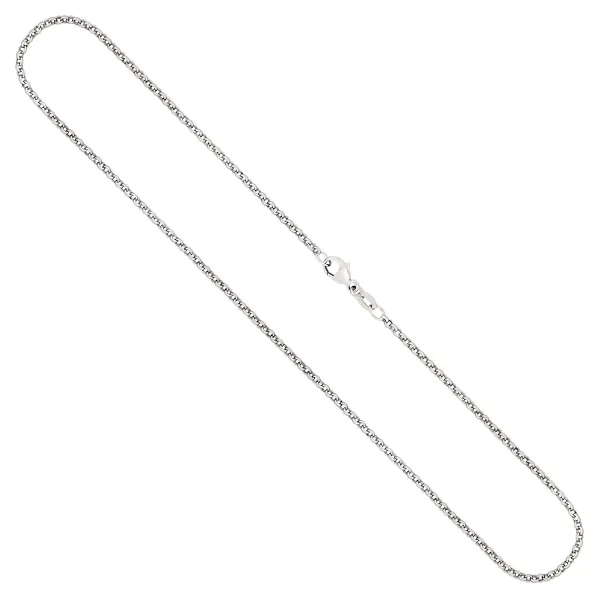 Goldkette als Erbskette in Weißgold 750 / 18K, 45 cm lang, 2 mm breit, Gewicht ca. 6.8 g.