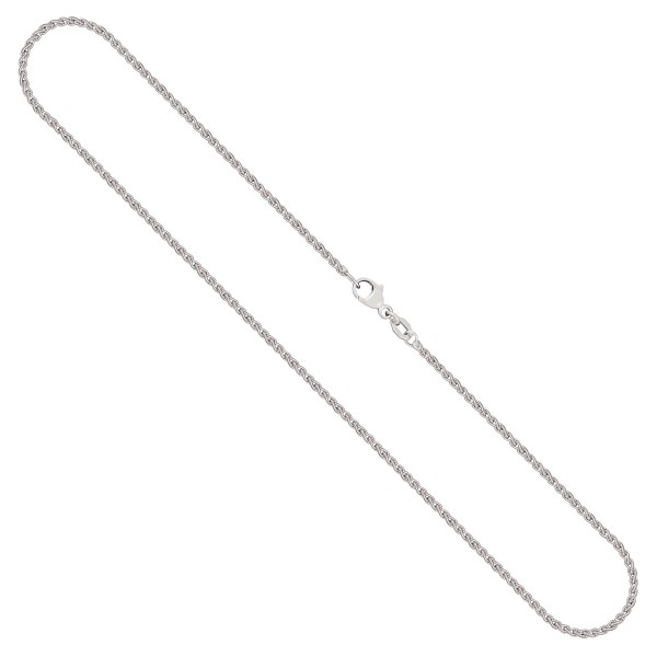 Goldkette als Zopfkette in Weißgold 750 / 18K, 80 cm lang, 1,7 mm breit, Gewicht ca. 11.4 g.