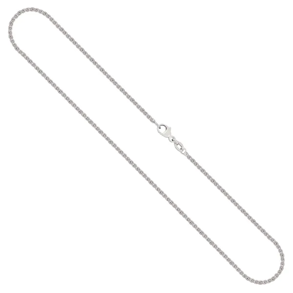 Goldkette als Zopfkette in Weißgold 750 / 18K, 80 cm lang, 1,7 mm breit, Gewicht ca. 11.4 g.