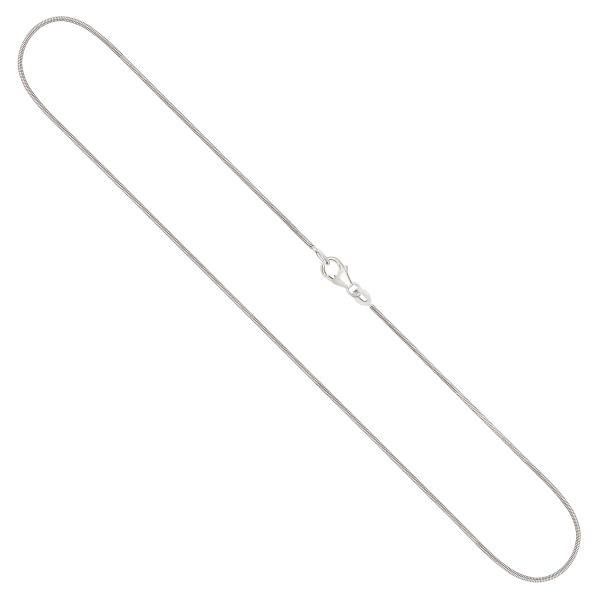Goldkette als Schlangenkette in Weißgold 750 / 18K, 42 cm lang, 0,9 mm breit, Gewicht ca. 4.4 g.