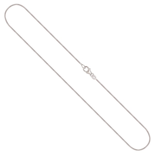 Goldkette als Schlangenkette in Weißgold 585 / 14K, 90 cm lang, 1,1 mm breit, Gewicht ca. 10.8 g.