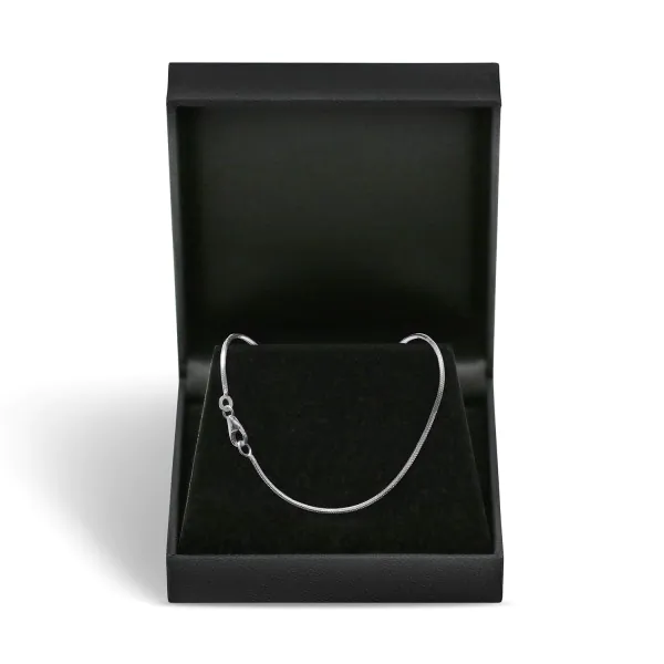 Goldkette als Schlangenkette diamantiert in Weißgold 585 / 14K, 70 cm lang, 1,2 mm breit, Gewicht ca. 10.9 g.