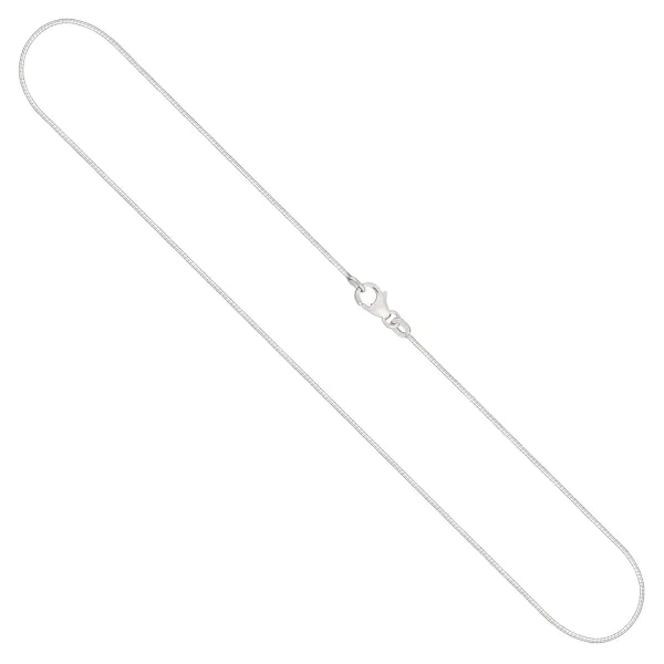 Goldkette als Tondakette in Weißgold 750 / 18K, 42 cm lang, 0,8 mm breit, Gewicht ca. 3.6 g.