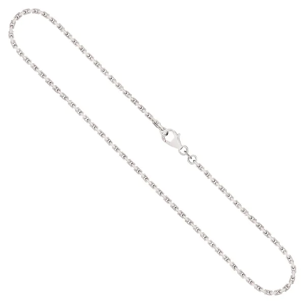 Goldkette als Ankerkette diamantiert in Weißgold 333 / 8K, 50 cm lang, 2 mm breit, Gewicht ca. 10 g.