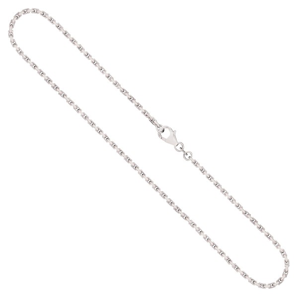 Goldkette als Ankerkette diamantiert in Weißgold 750 / 18K, 45 cm lang, 2 mm breit, Gewicht ca. 12.2 g.