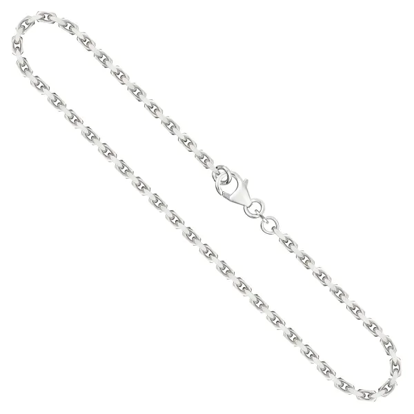 Goldkette als Ankerkette diamantiert in Weißgold 585 / 14K, 80 cm lang, 2,5 mm breit, Gewicht ca. 29.3 g.